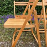 Set of 4 vintage beech folding chairs