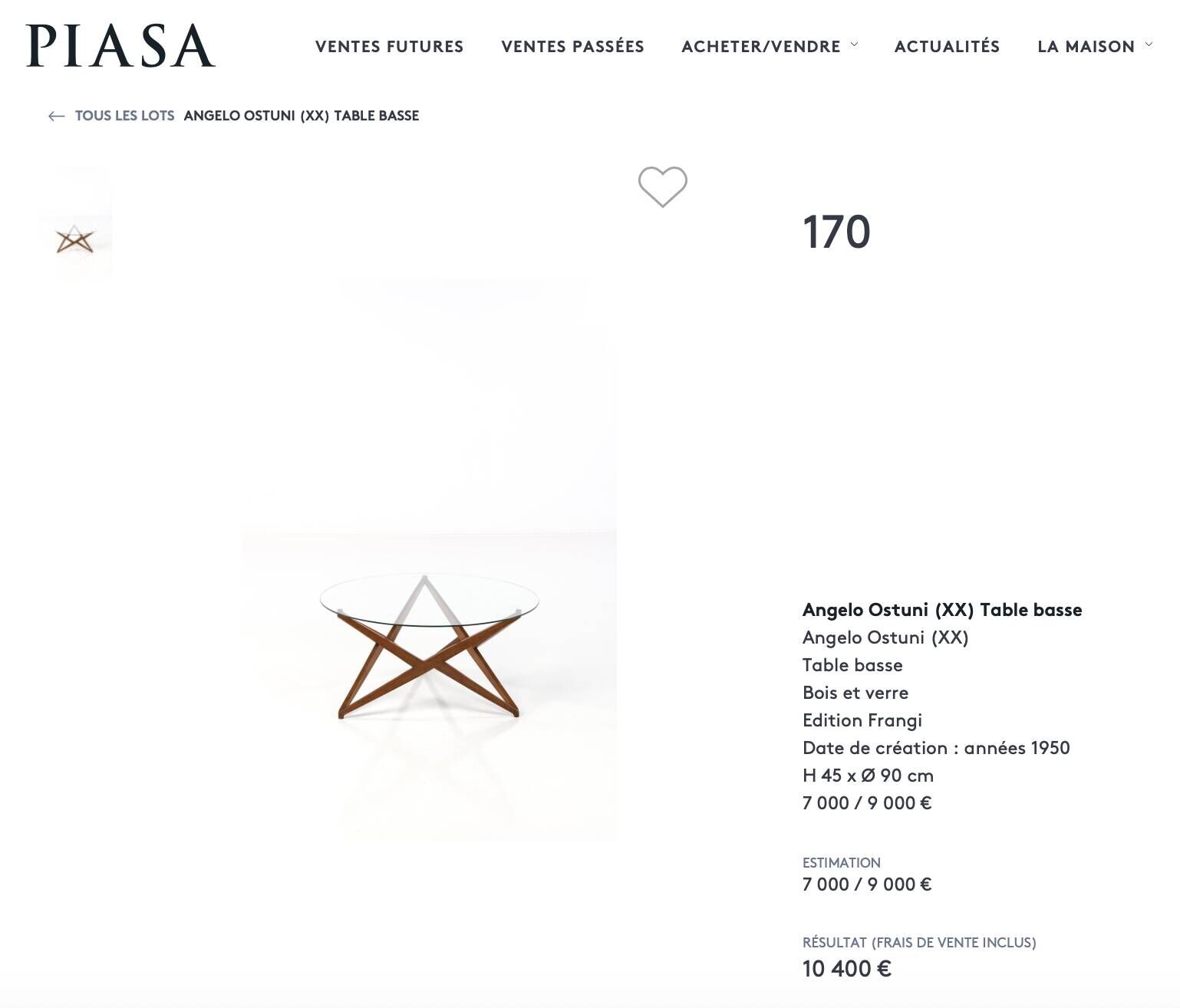 Angelo Ostuni coffee table with a sculptural base.