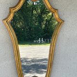 Vintage mirror gilded wood and stucco, Louis XV style shell H 68 cm