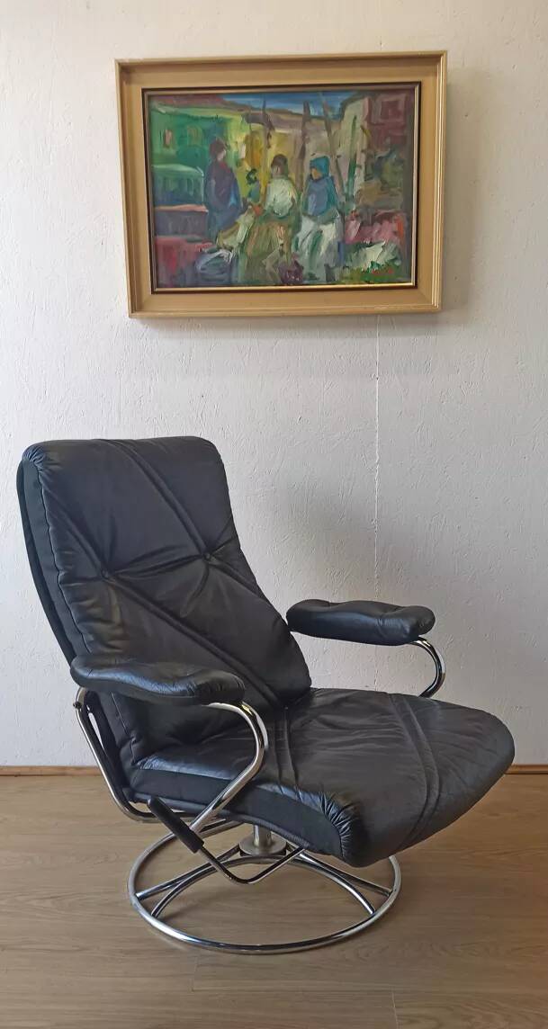 Scandinavian design leather armchair 70s