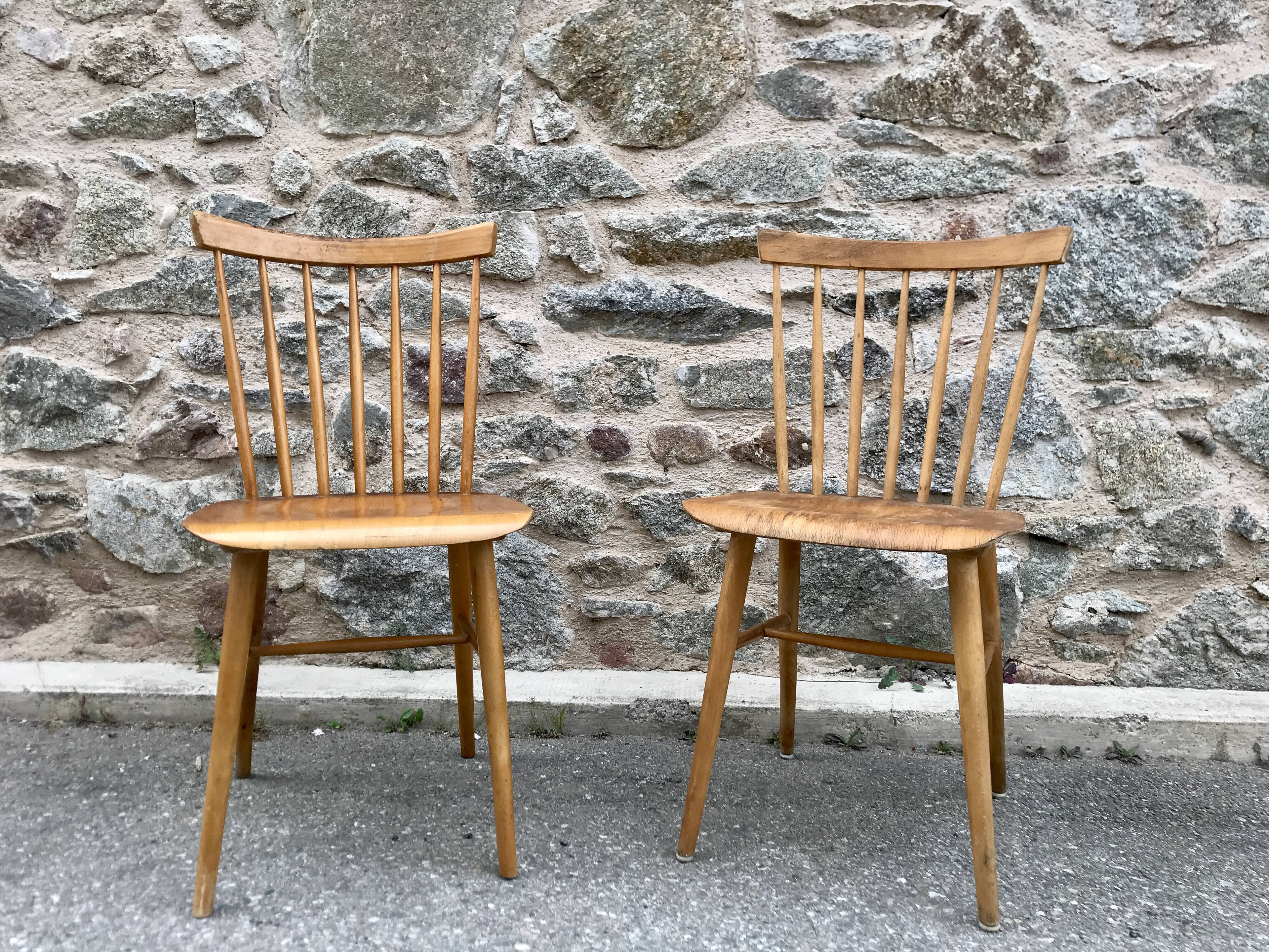 Pair of bistro chairs and bohemian beech