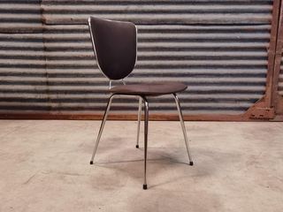 Set of 6 chairs in chrome and vinyl brand "le gal" 70