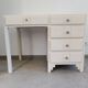 Bureau ancien Art Déco blanc bois massif boutons boules métal vintage