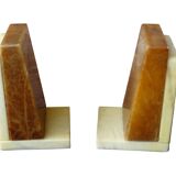 Serre-livres vintage en albâtre, milieu du siècle