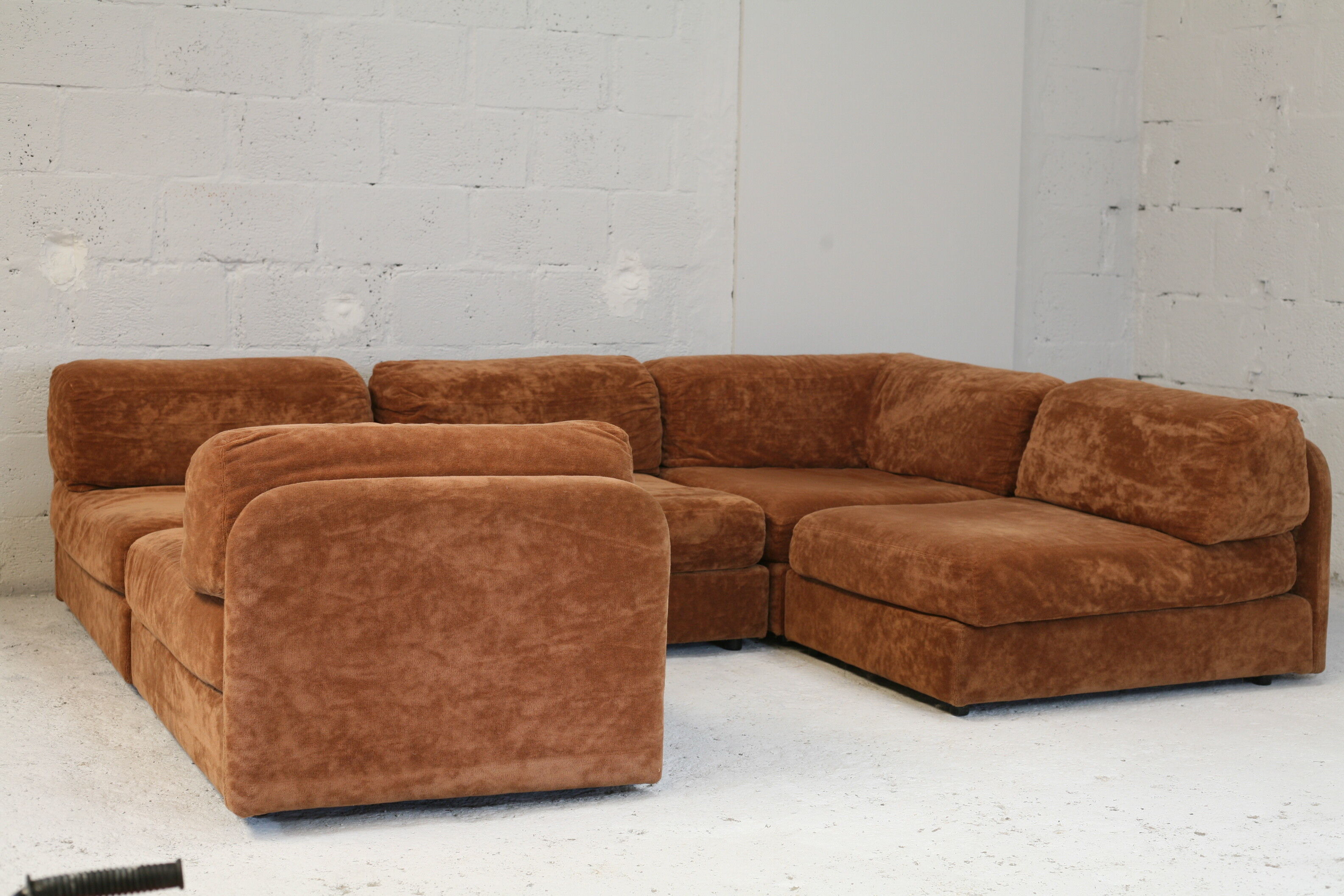 70s modular sofa, light brown velvet