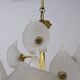 Mid-Century Modern Italian Murano Lattimo and Brass Chandelier, 1970s