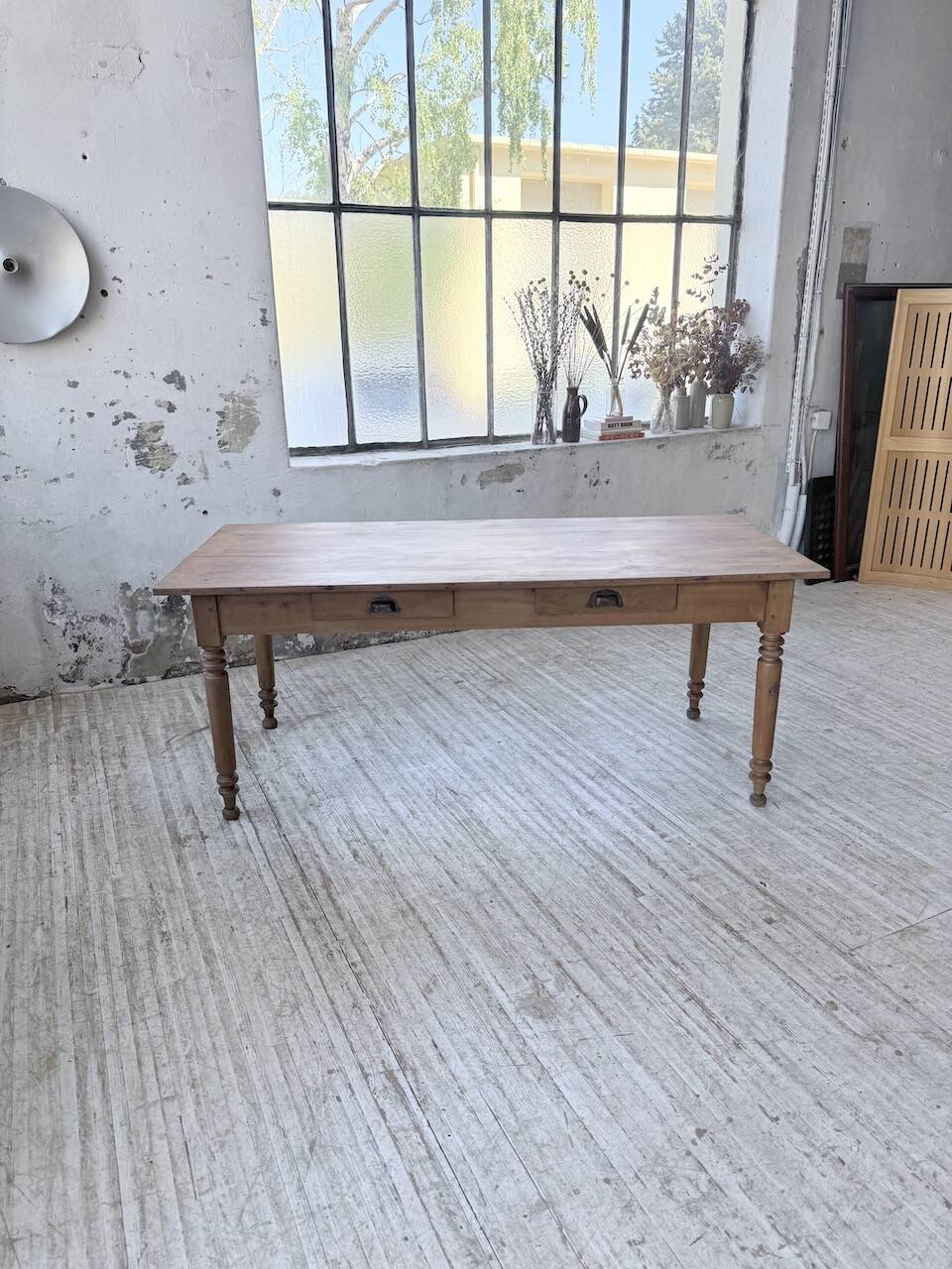Bistro farmhouse table cherry wood turned legs 180cm