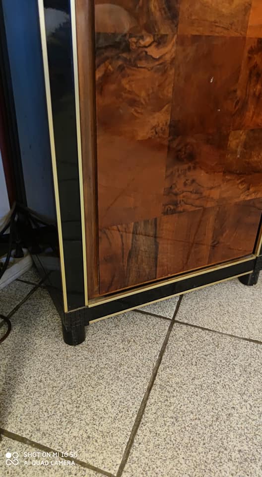 Four-door cabinet in checkerboard patterned burr walnut veneer