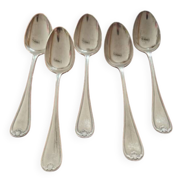 Christofle - 5 cuillères de table modèle Marot Bérain en métal argenté