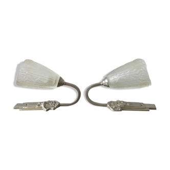 Lot 2 old vintage art-deco wall lamps