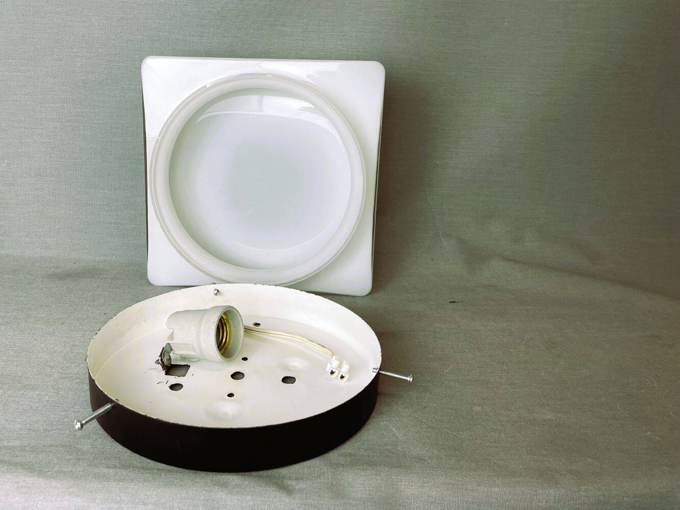 White  glass flush mount ceiling or wall lamp