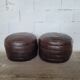 Pair of poufs, in brown leather patchwork 1970