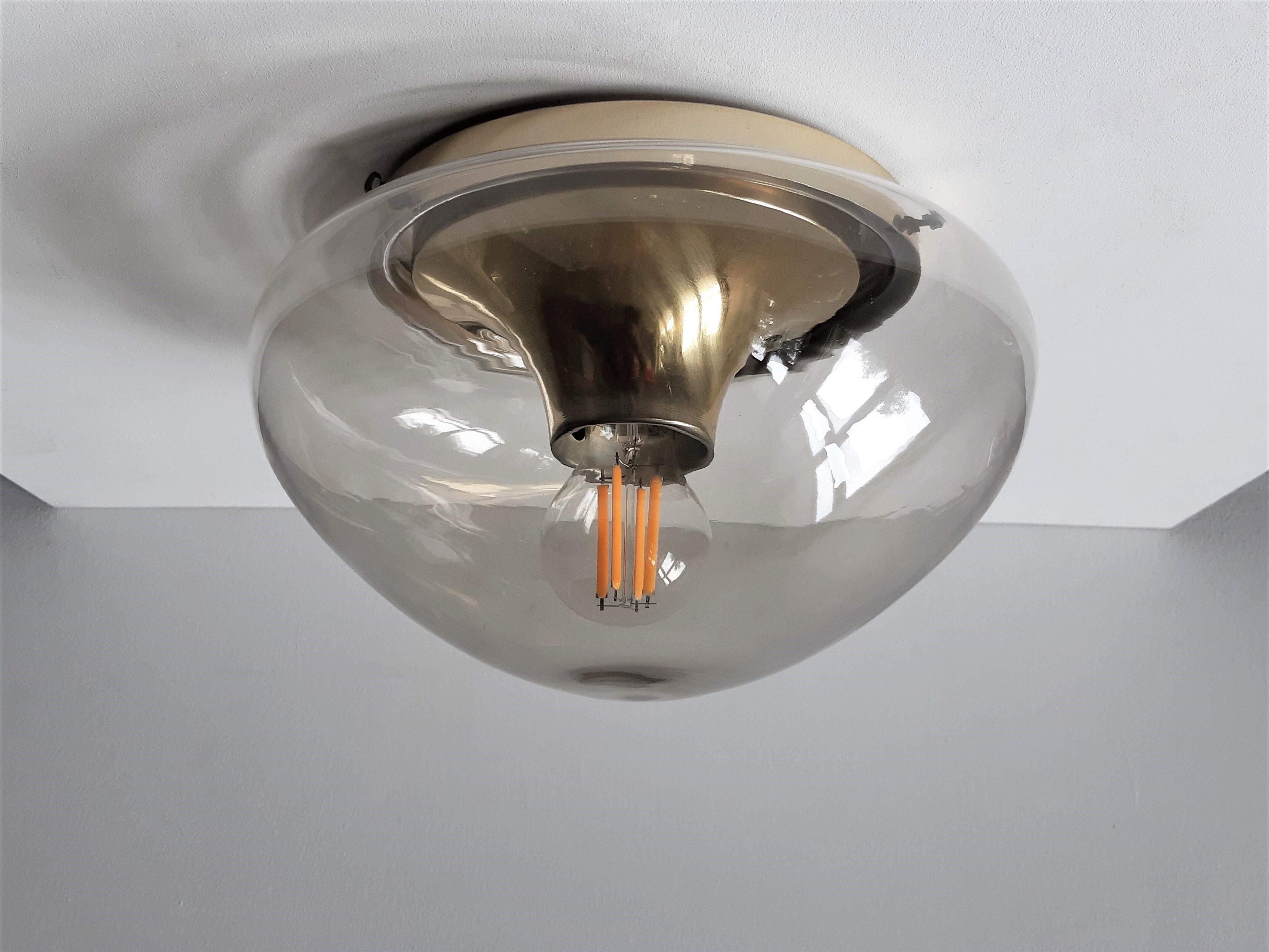 Glass ceiling lamp by Dijkstra Lamps, The Netherlands 1960's/1970's