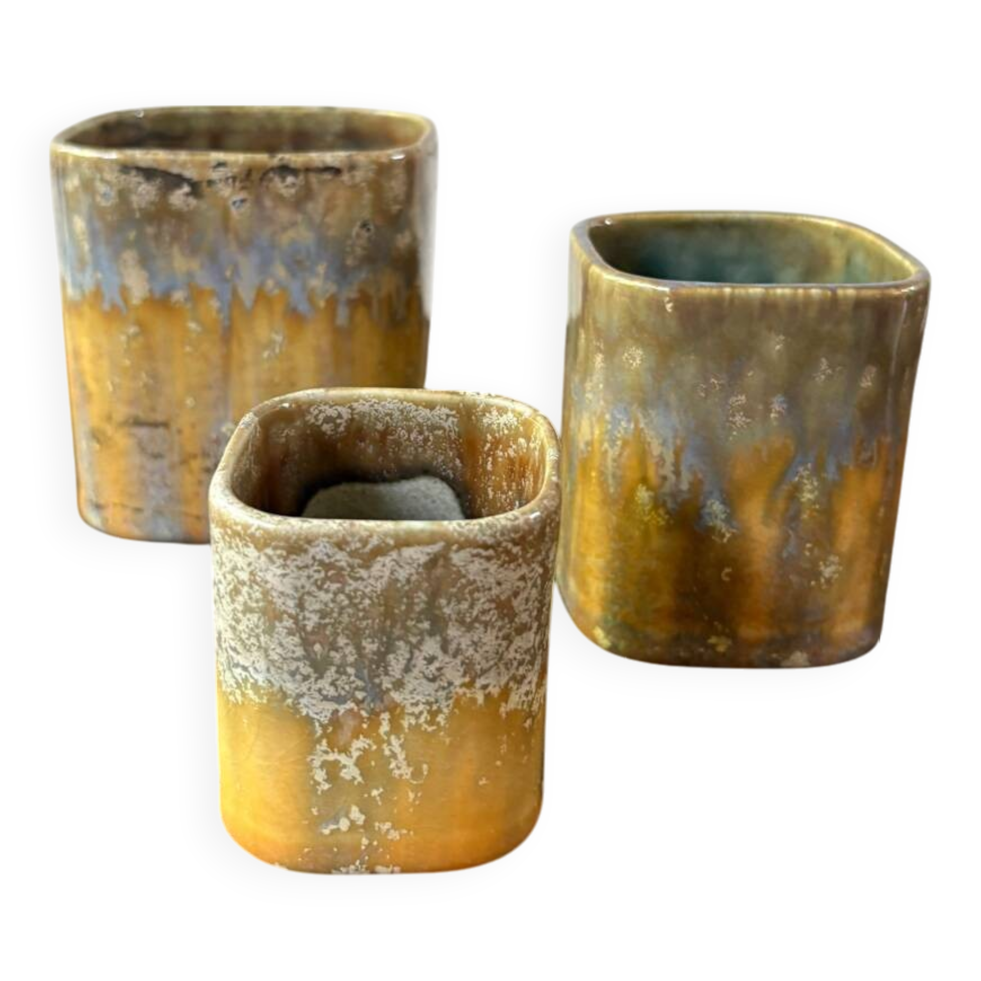 Set of 3 Art Nouveau flower pots by Gustav de Bruyn