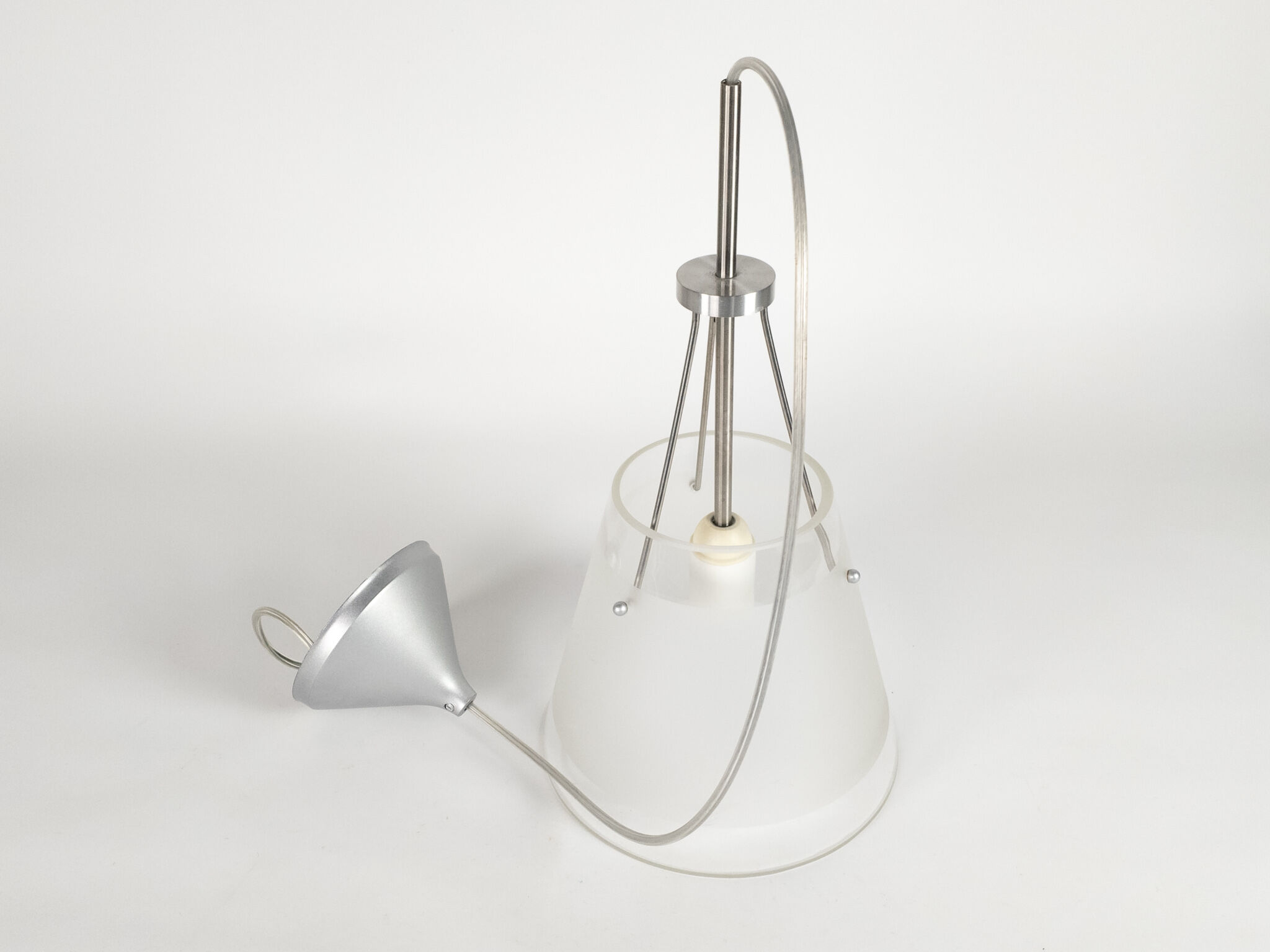 Dutch design - Hala Zeist - hanging lamp - satined glass - marked - post modern - 80's