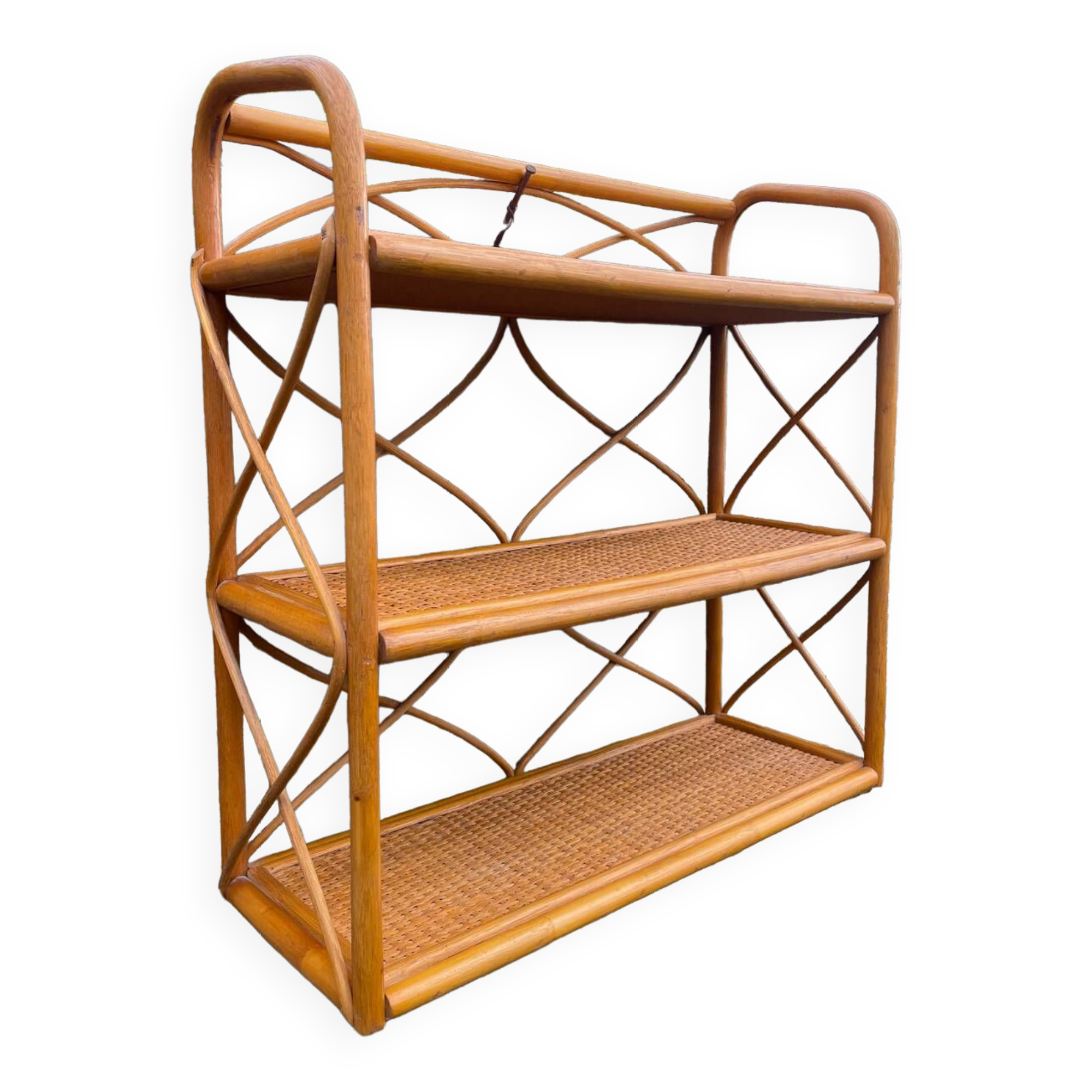 Vintage light rattan shelf 1970