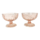 Paire de coupe à fruit en verre rose rosaline tourbillon