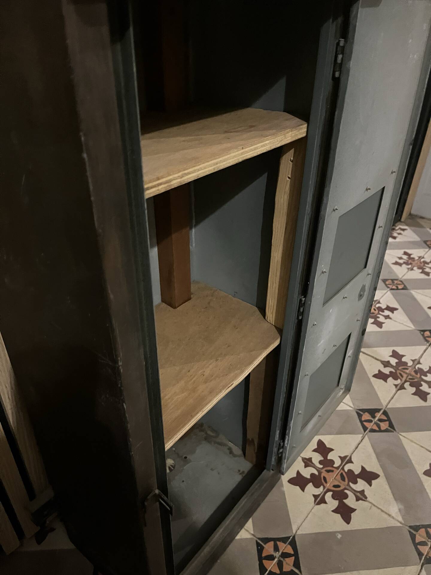 Old industrial metal cabinet – vintage workshop furniture