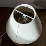 vintage wooden ball lamp small model with fabric shade 80's design