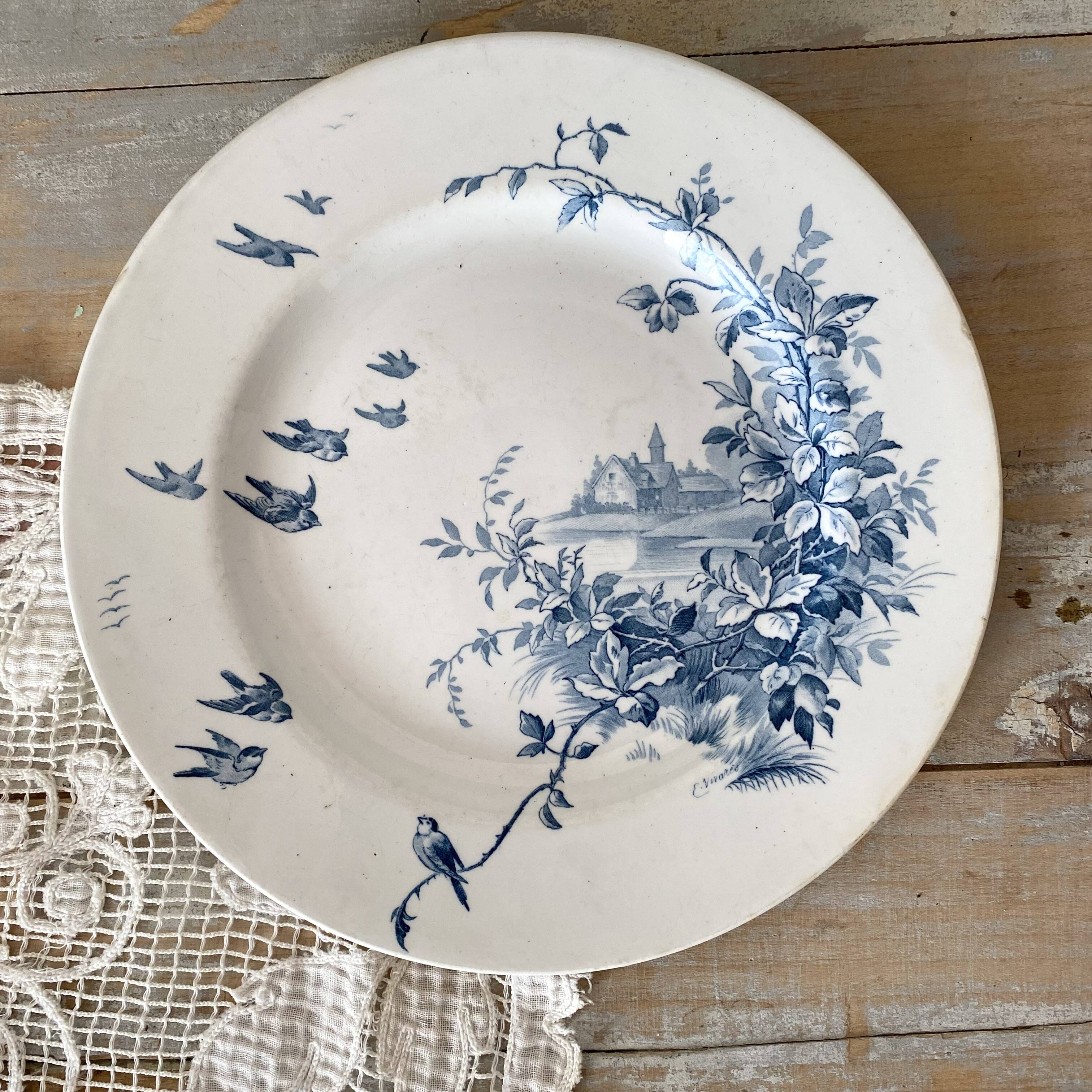 Assiette en terre de fer Gien "Paysages"