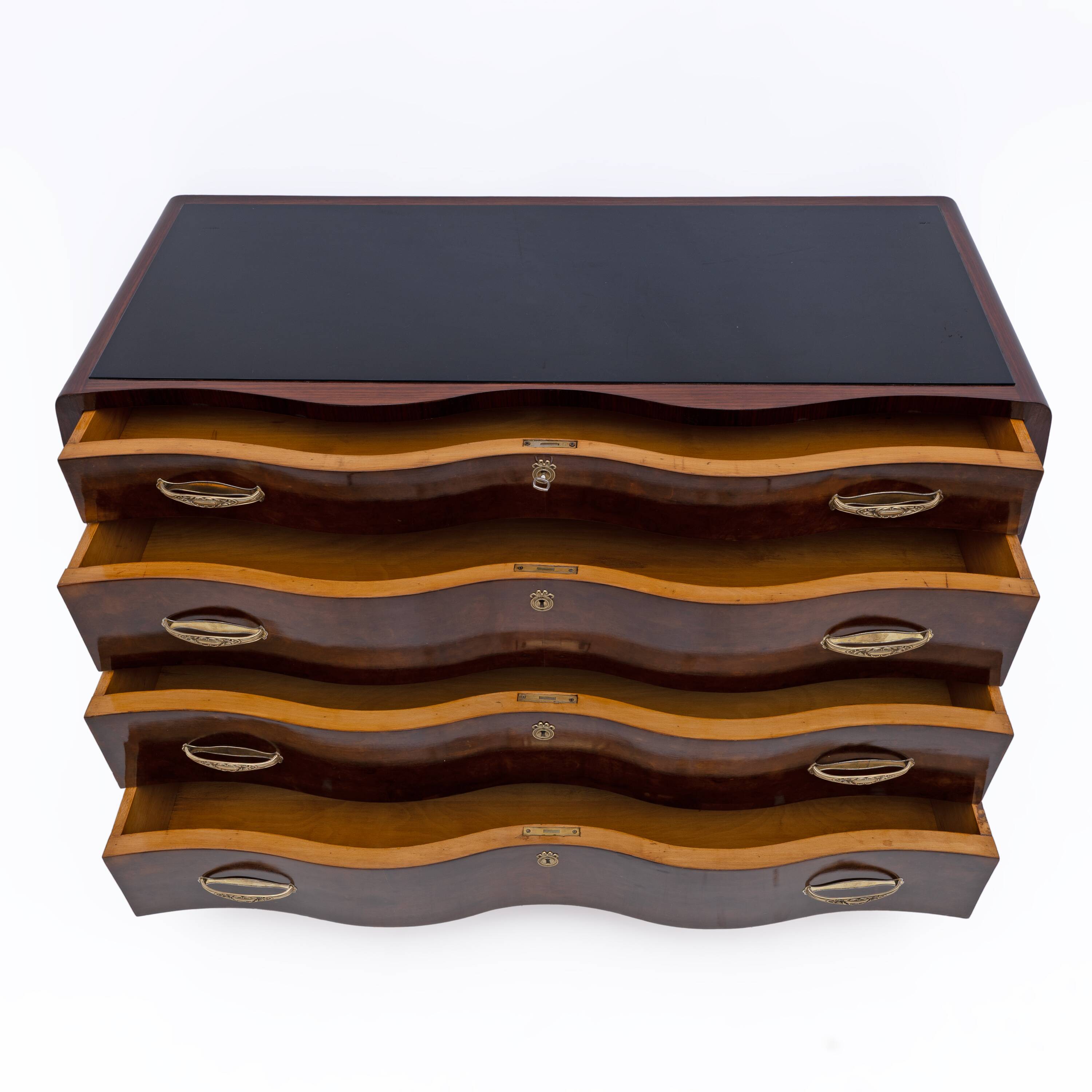 Art Deco Italian Thuja Root Curved Chest of Drawers, 1930s