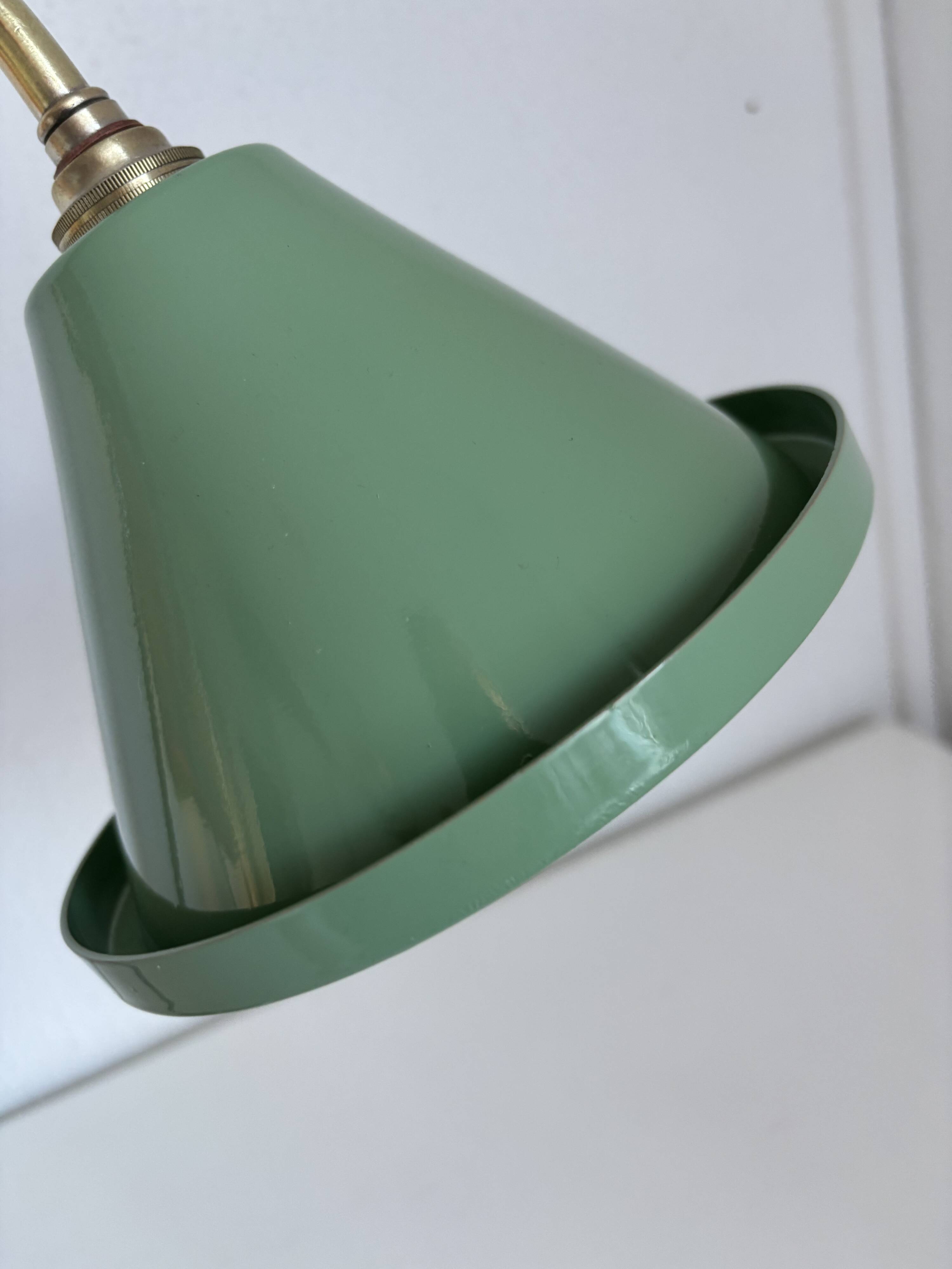 Vintage lamp 1920 Monix nickel-plated metal sage green sheet - 50 cm