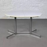 1950s oval extendable dining table in chrome and formica