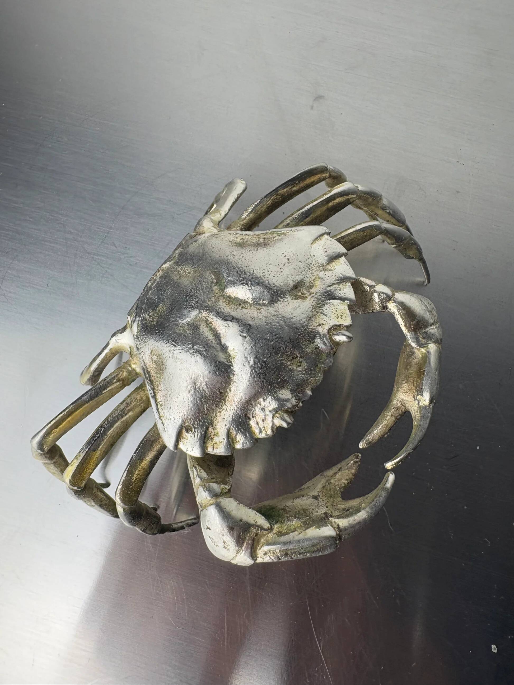 Crab jewellery box, silver plated & alpaca, Spain, 1950s