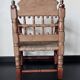 Vintage Spanish low chair in painted wood and straw (Majorca Andalusia)
