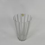Vase with 12 vertical ribs in frosted glass, Verrerie de Fains, 1950s