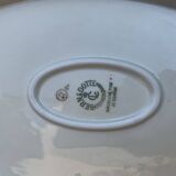 Grand plat de service en porcelaine jaune Bernadotte années 1960, bord doré et relief