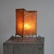 Mid-century table lamp in goat leather and wrought iron, 1950s