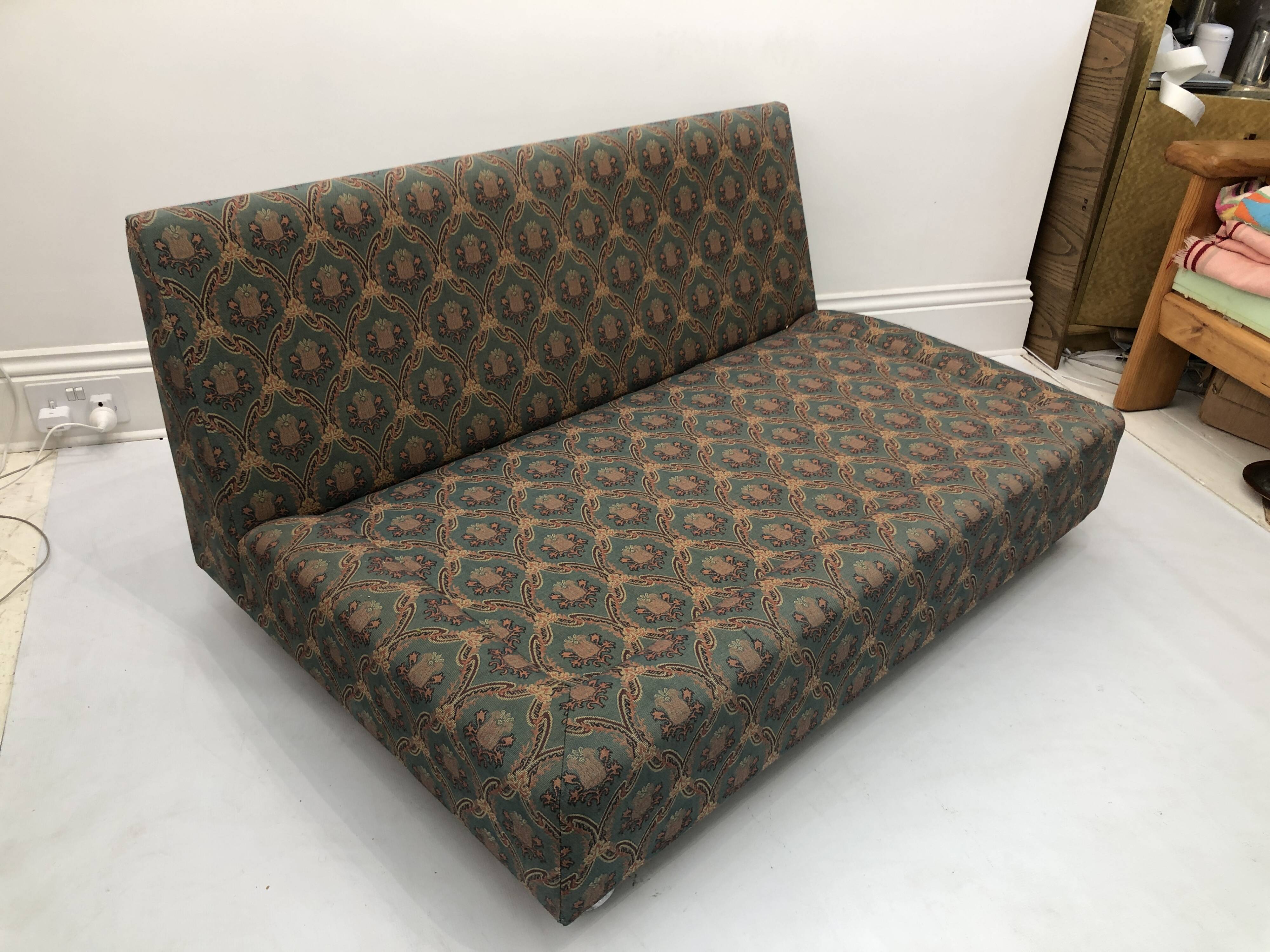 Low Tuxedo Two Seater Sofa On Wheels Mid Century Modern Settee 1960s Multicolour