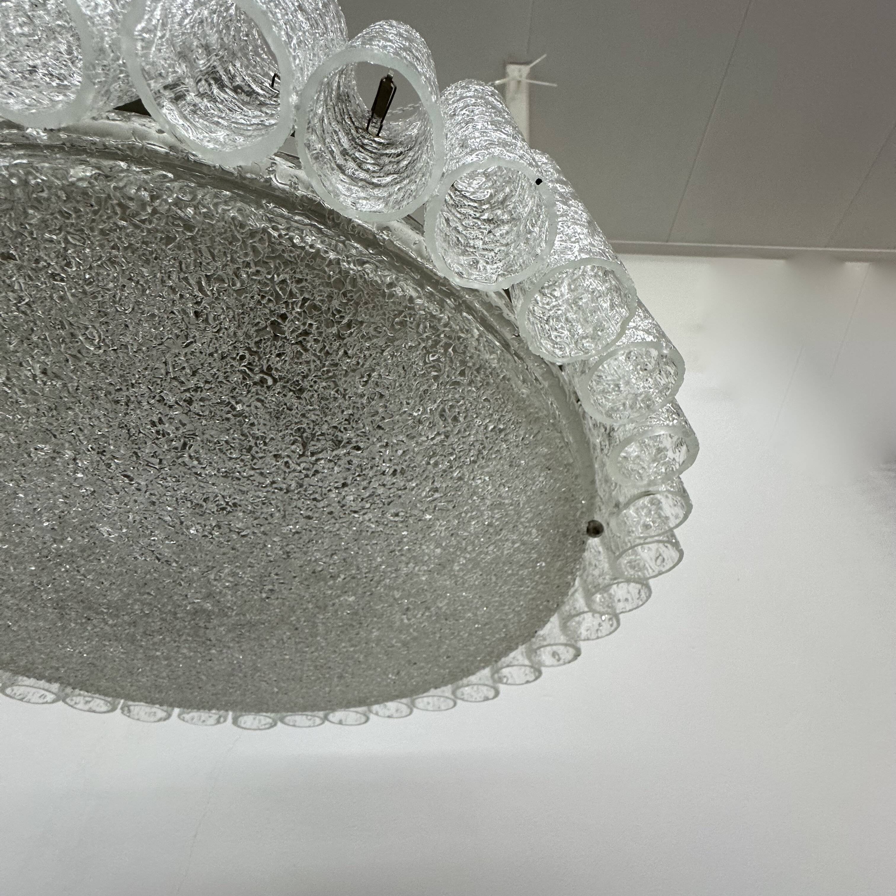 Glass Tubes Chandelier Flush mount from Doria Leuchten, 1960s