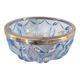 Cut blue glass bowl, silver-plated rim – 1950s-1970s