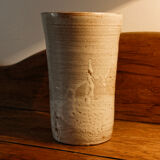 Sandstone vase by Puisaye, signed Pierre Lion