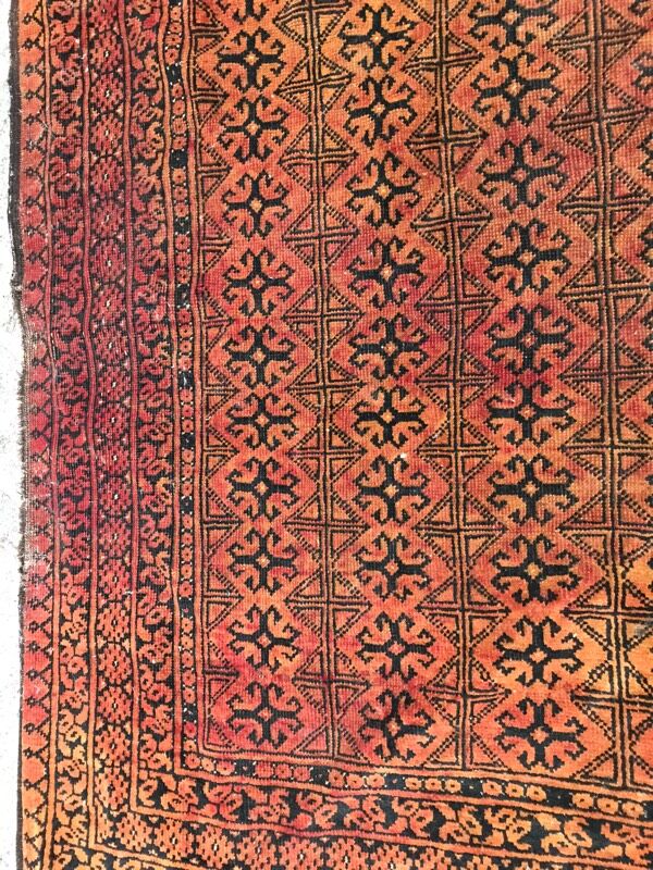 Carpet vintage made afghan turkmen hand 105 x 152 cm