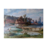 Pierre Girard, Paysage de campagne, watercolour, 1854