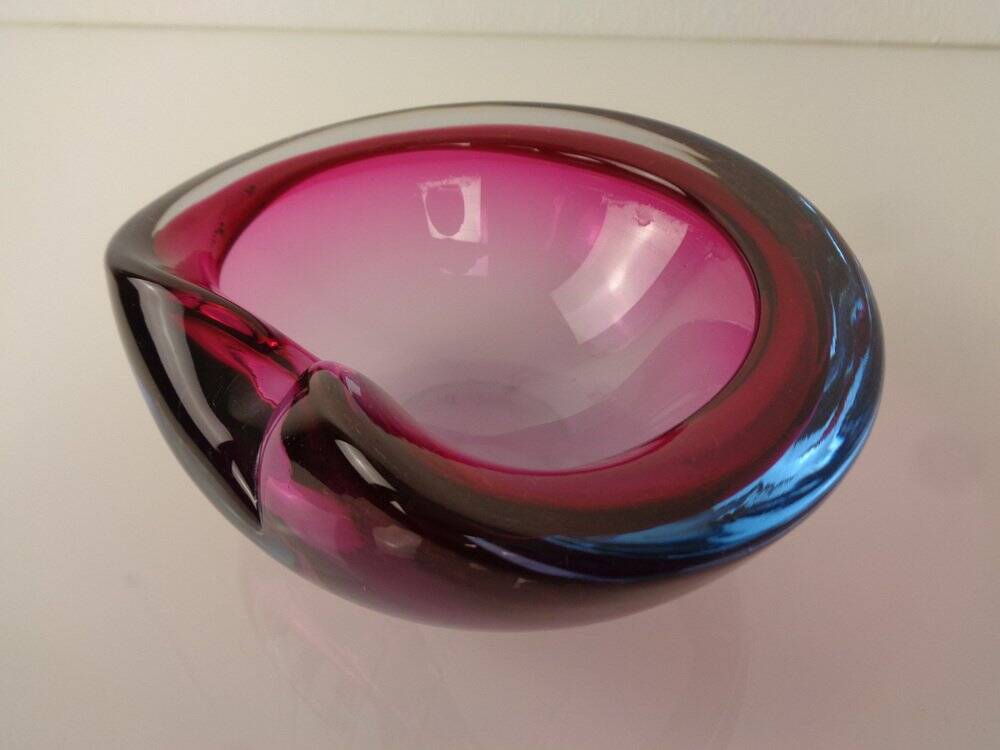 Sommerso Murano Glass Ashtray, Italy, 1960s