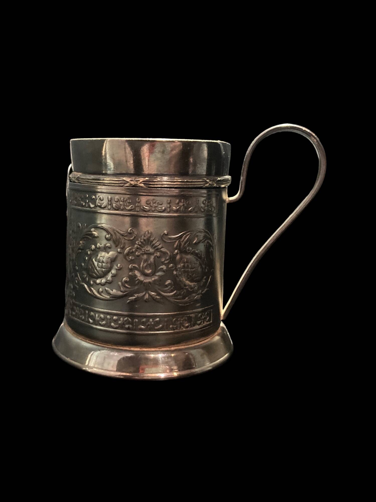 Two silver-plated glasses