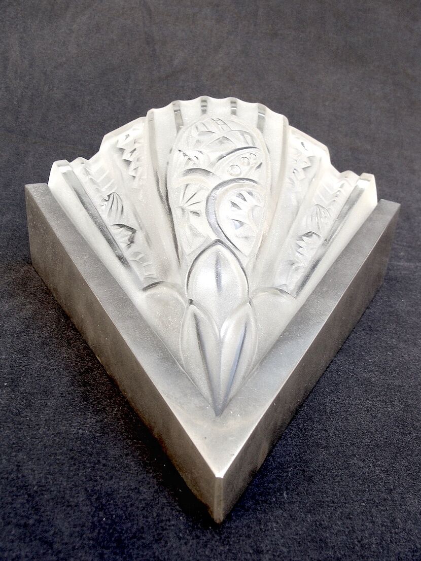 Art deco pressed glass sconce