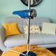 Retro Table Lamp from the 1970s: Articulated Arm, Swivel Shade, Electric Blue Enamel for space age d