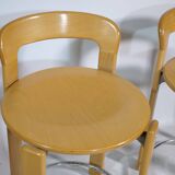 REY Beech Stools by Bruno Rey for Kusch & Co, Set of 3, 1970s