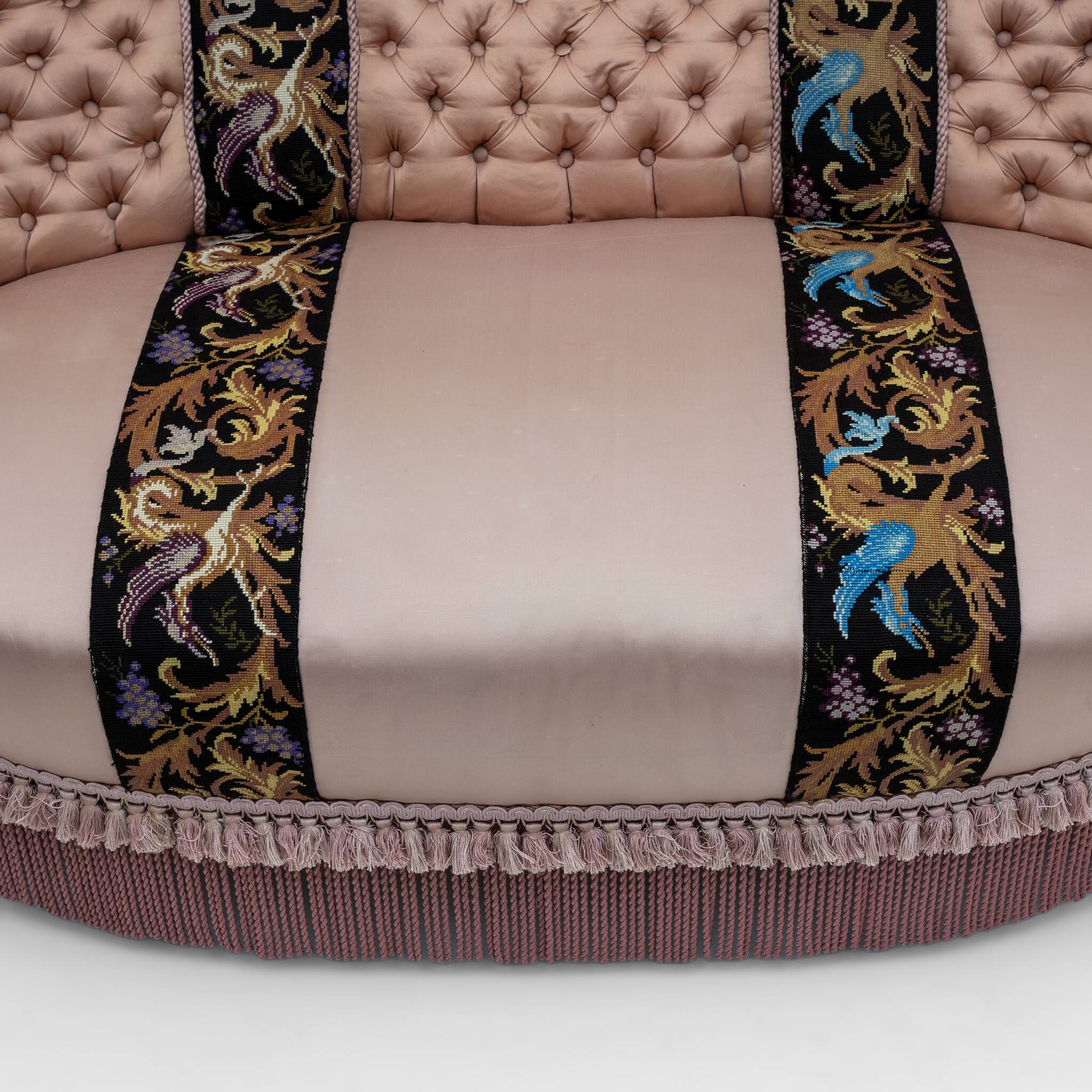 Rare 19th Century Napoleon III Silk Satin Sofa