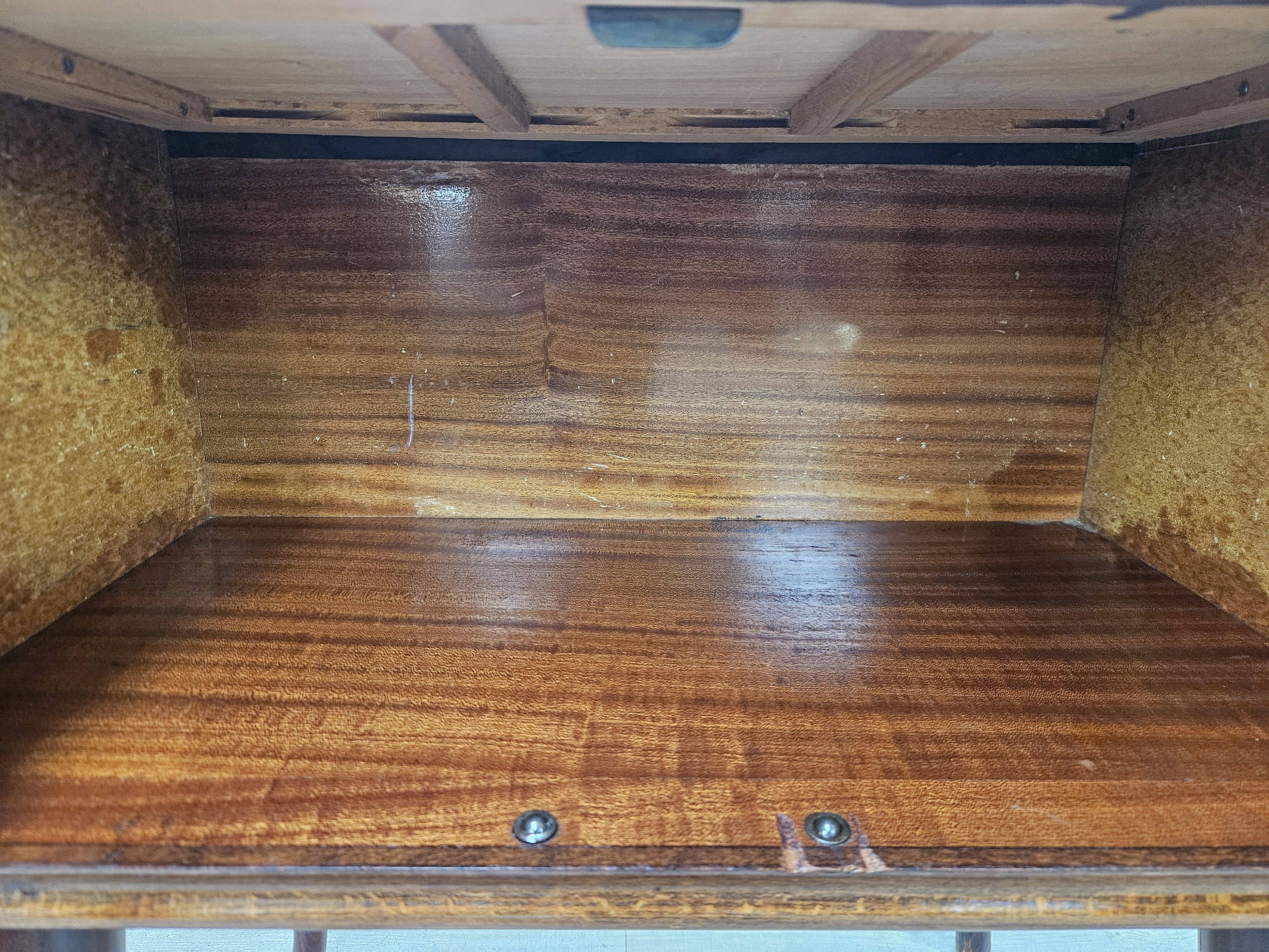 Walnut burl bedside tables with double glass top