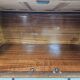Walnut burl bedside tables with double glass top