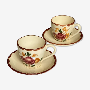 Set of 2 Longchamp coffee cups vintage flower tableware ACC-7076