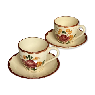 Set of 2 Longchamp coffee cups vintage flower tableware ACC-7076