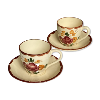 Lot de 2 tasses café longchamp fleur vintage art de la table acc-7076