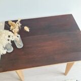 Table en bois ancienne pieds compas - double teinte